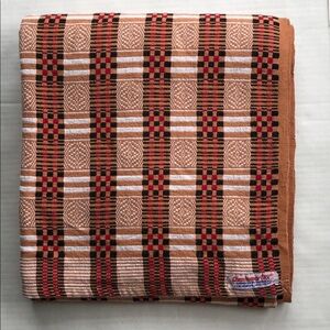 Handloom Plaid Tablecloth Coverlet Throw Blanket Rust, Red, Black and White